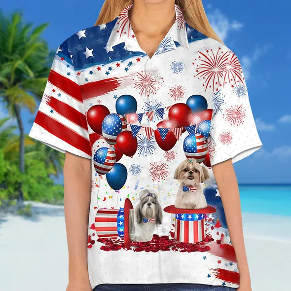 Shih Tzu Independence Day Hawaiian Shirt for men and women, 4th of july hawaiian shirt