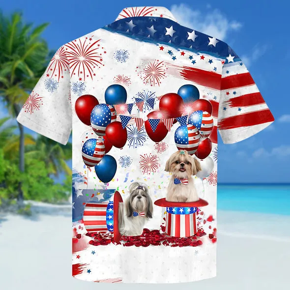 Shih Tzu Independence Day Hawaiian Shirt for men and women, 4th of july hawaiian shirt