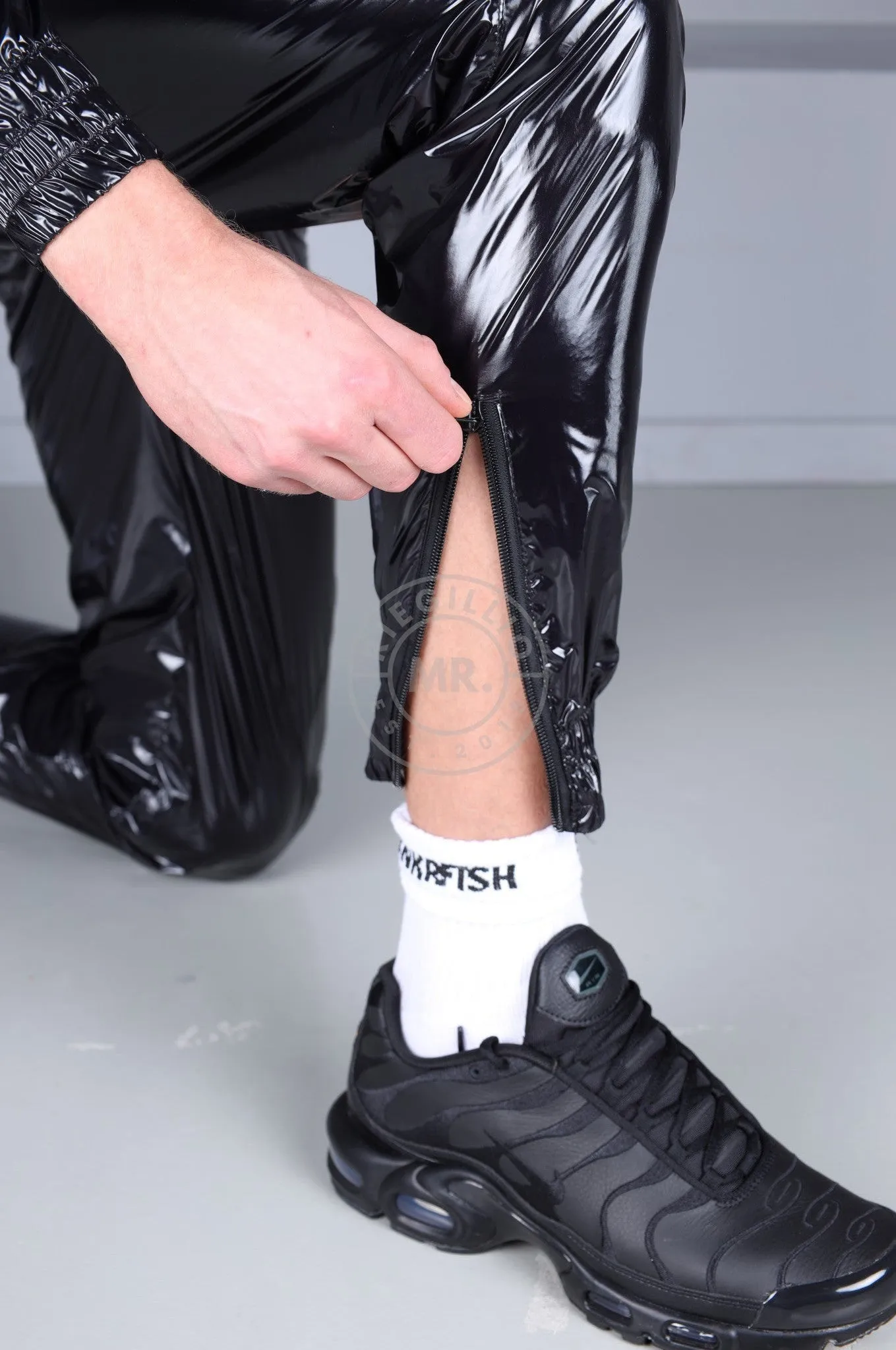 Shiny Nylon 24 Tracksuit Pants - Black