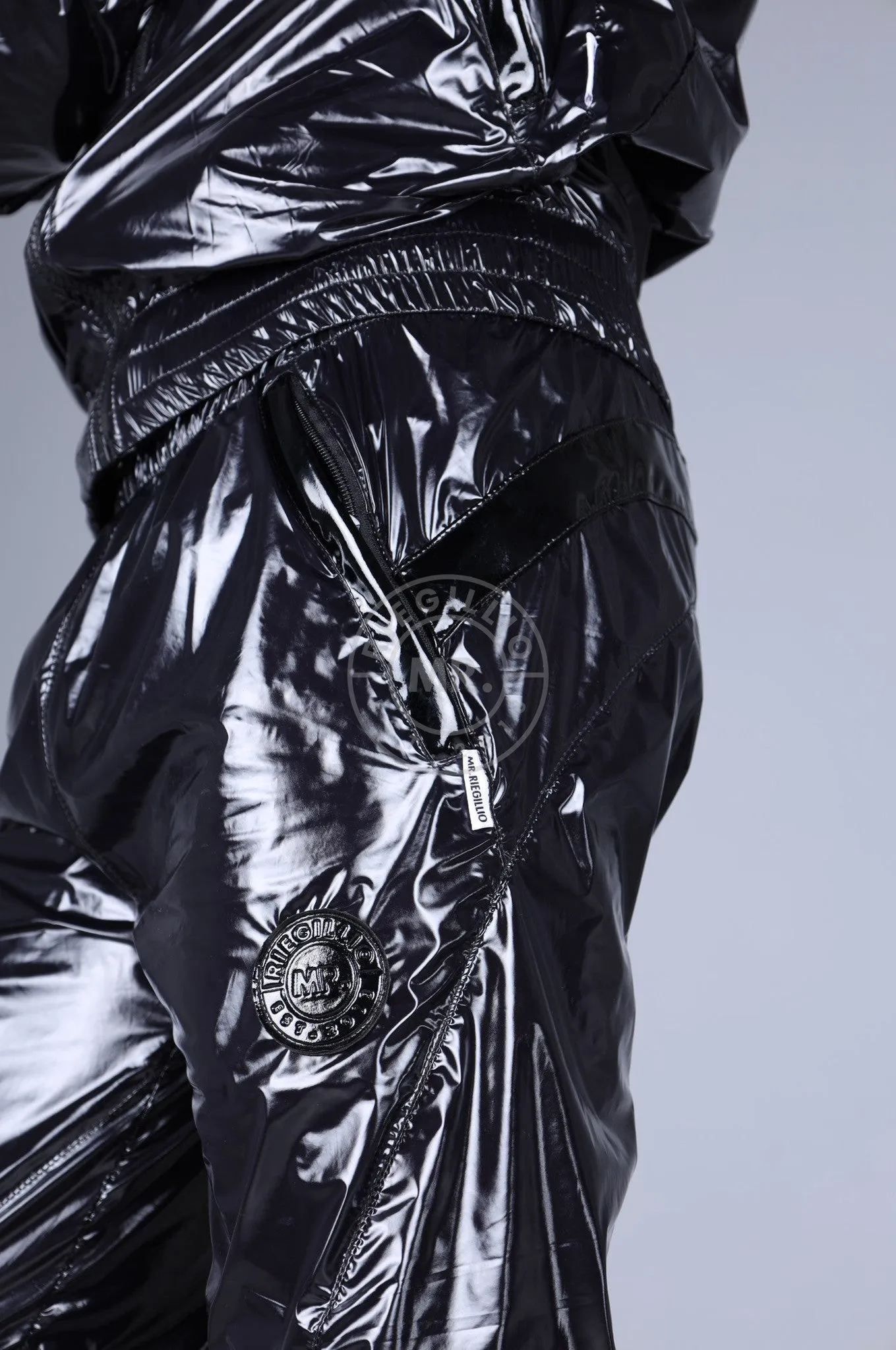Shiny Nylon 24 Tracksuit Pants - Black