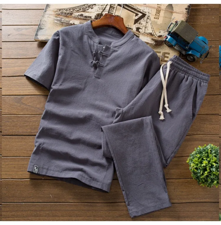 (Shirt   trousers) New Arrival Summer Style Men Cotton and Linen Shirts High Quality Fashion Casual Solid Men's Shirts M-5XL