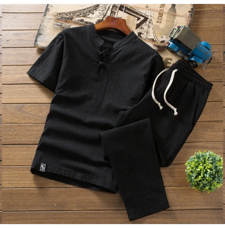 (Shirt   trousers) New Arrival Summer Style Men Cotton and Linen Shirts High Quality Fashion Casual Solid Men's Shirts M-5XL