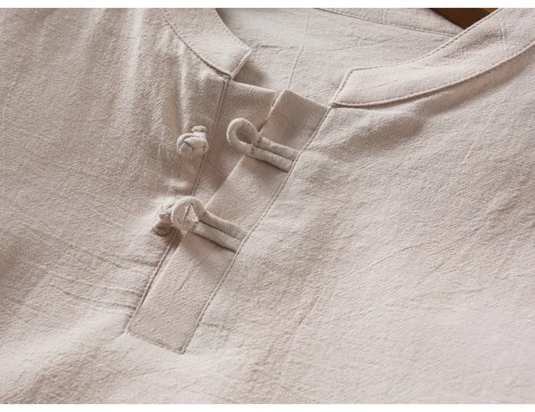 (Shirt   trousers) New Arrival Summer Style Men Cotton and Linen Shirts High Quality Fashion Casual Solid Men's Shirts M-5XL