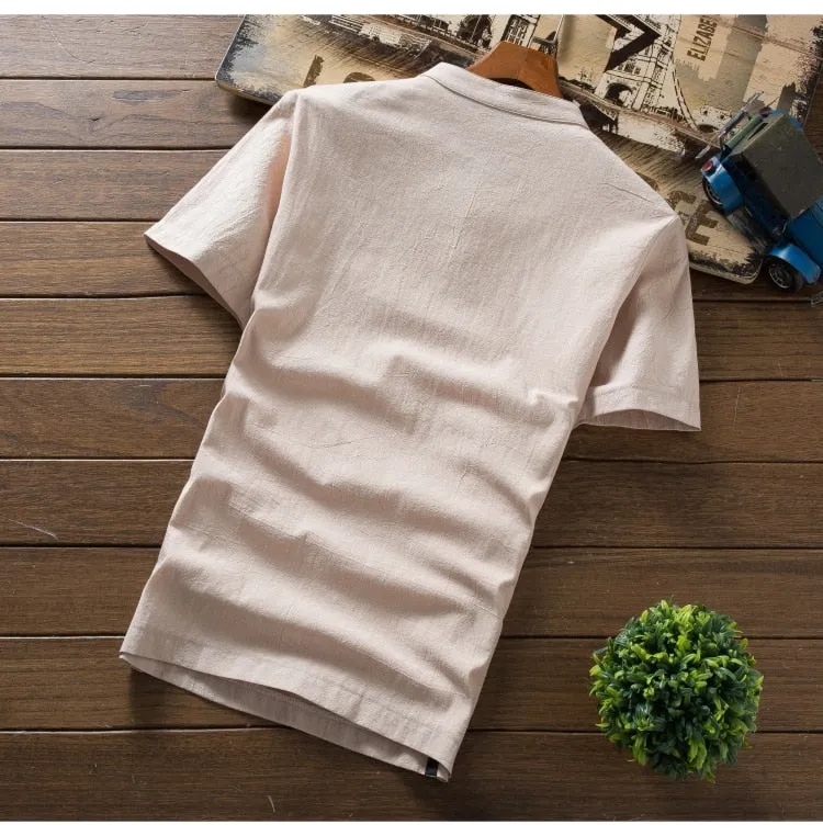 (Shirt   trousers) New Arrival Summer Style Men Cotton and Linen Shirts High Quality Fashion Casual Solid Men's Shirts M-5XL