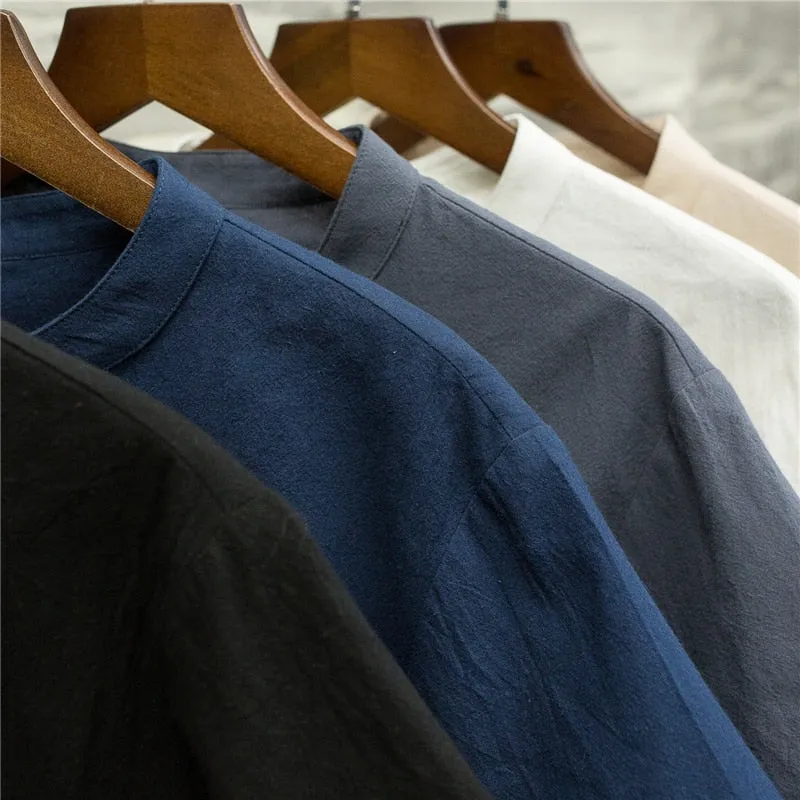 (Shirt   trousers) New Arrival Summer Style Men Cotton and Linen Shirts High Quality Fashion Casual Solid Men's Shirts M-5XL