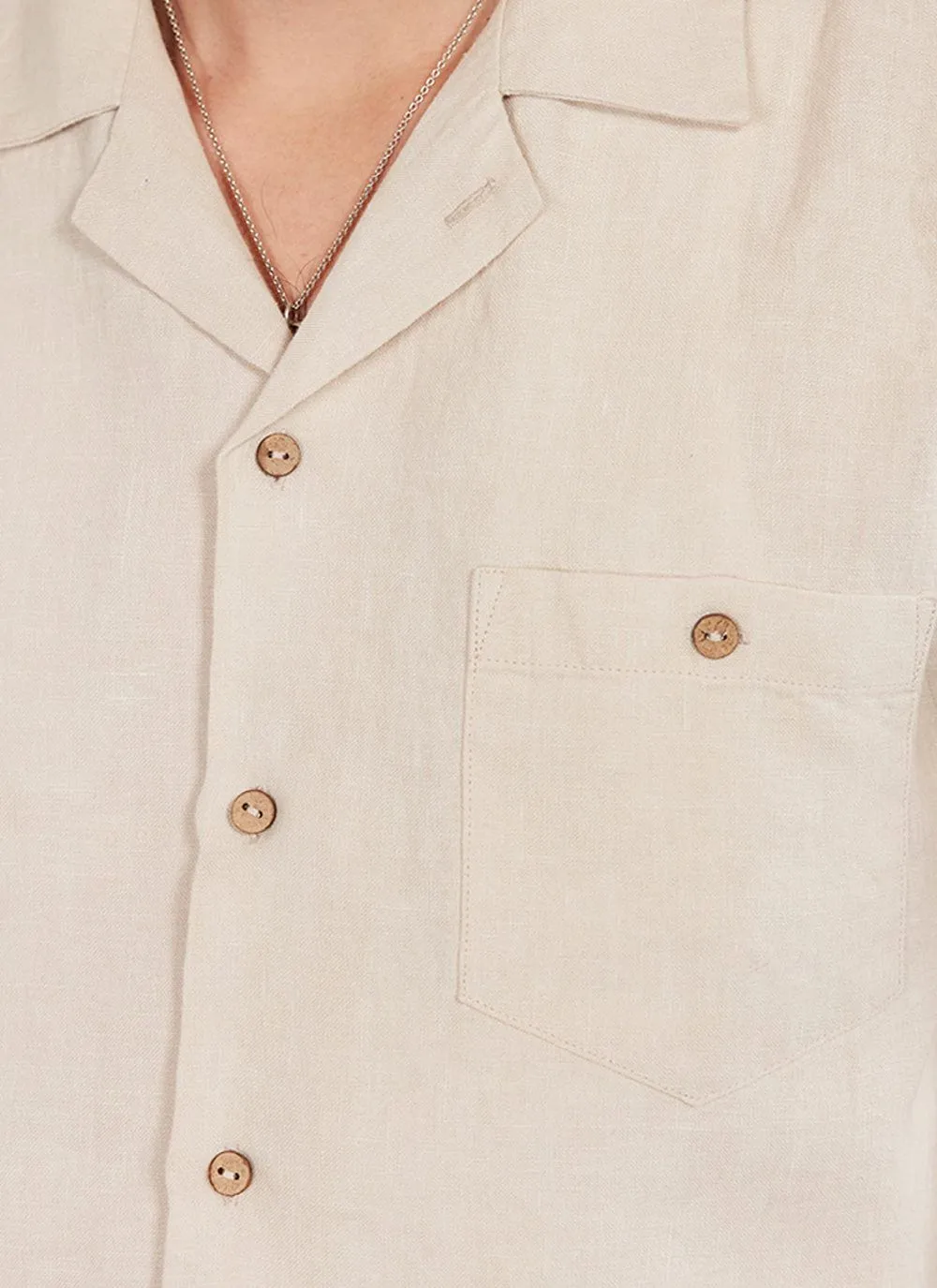 Short Sleeve Cuban Shirt | Linen | Stone