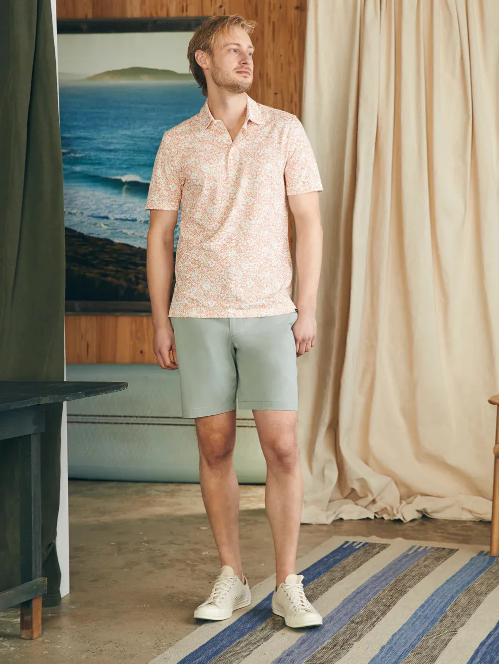 Short Sleeve Movement Pique Polo - Hilo Rose Floral Print