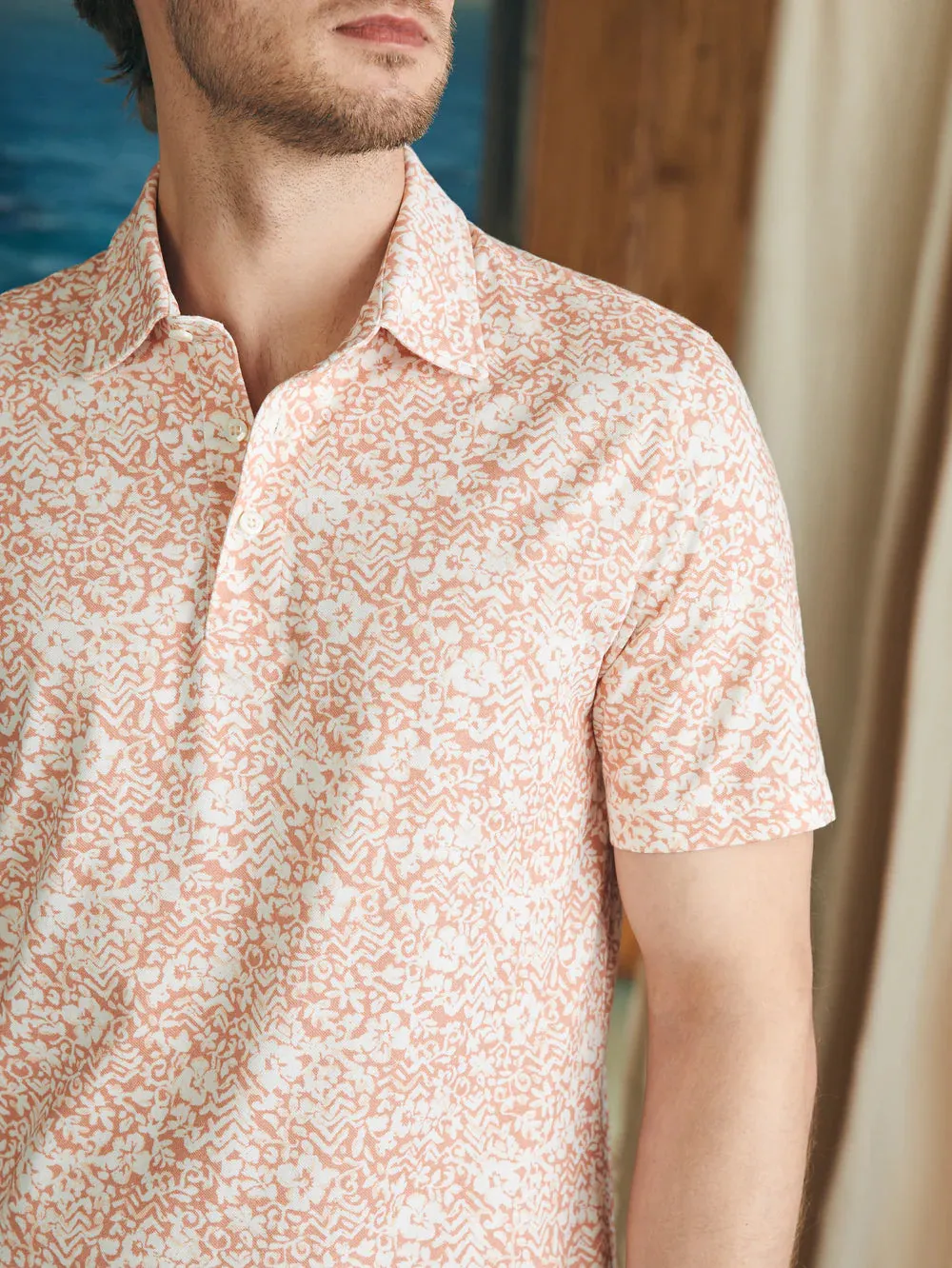 Short Sleeve Movement Pique Polo - Hilo Rose Floral Print
