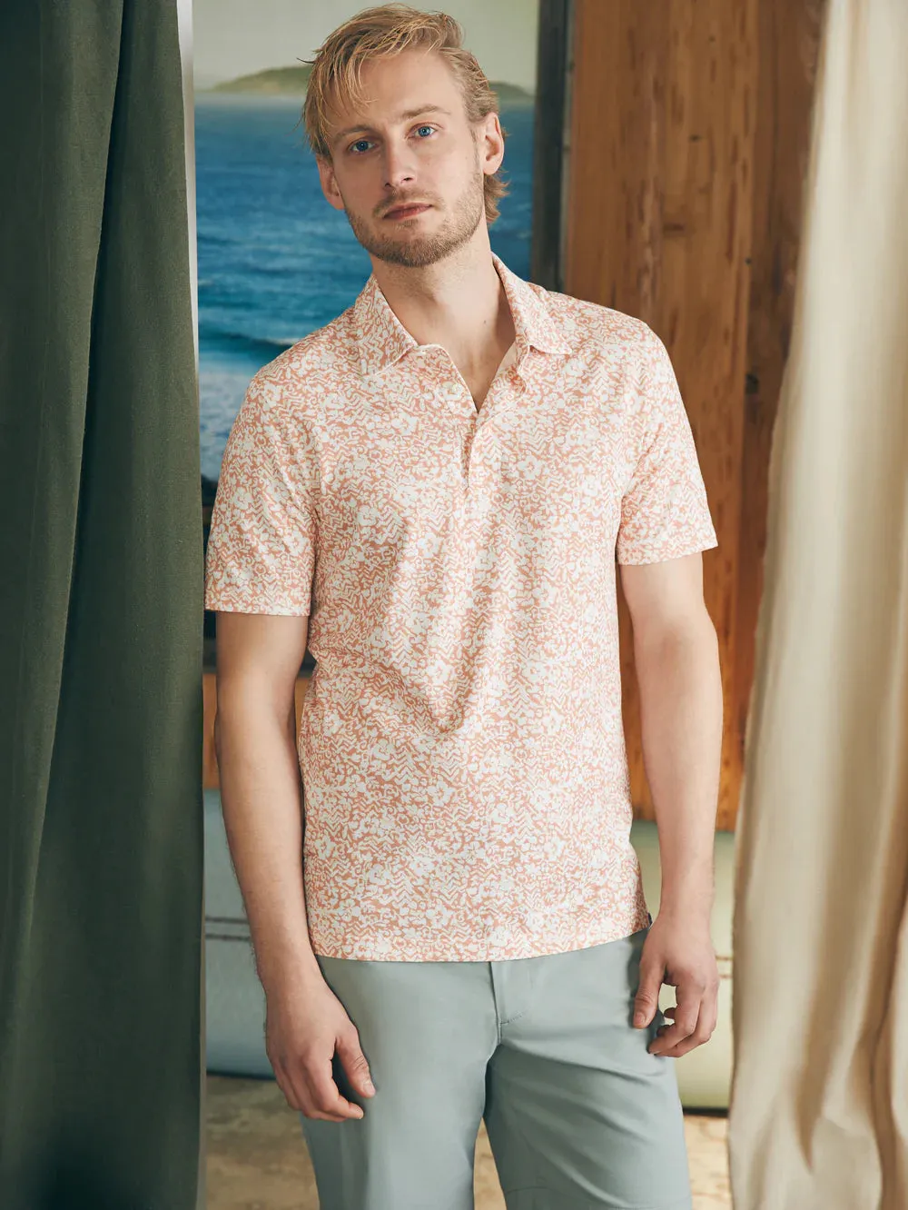 Short Sleeve Movement Pique Polo - Hilo Rose Floral Print