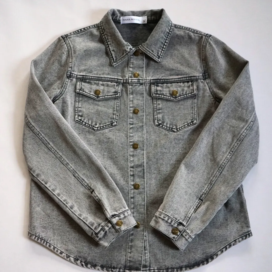 Silver Gray Denim Jacket - Women