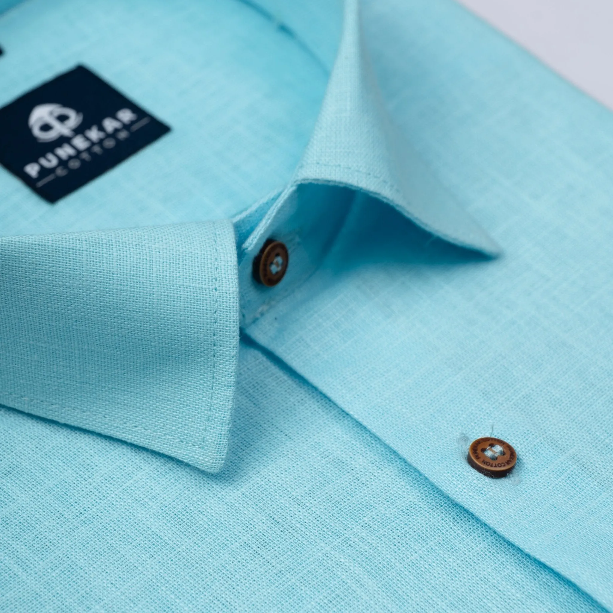 Sky Blue Color Linen Formal Shirts For Men