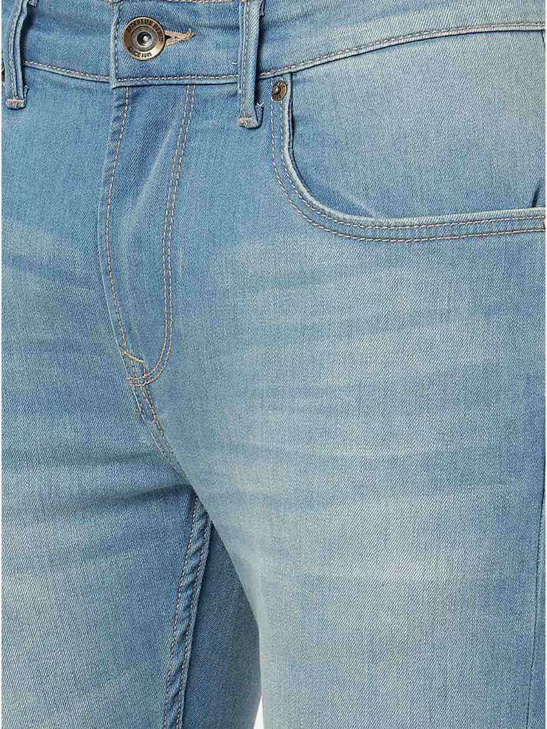 Sky Blue Solid Rider Fit Jeans | JadeBlue