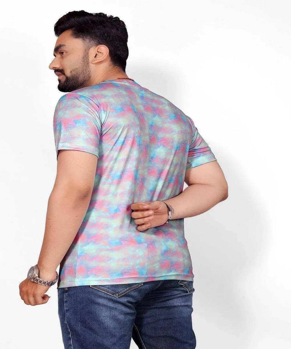 Sky Printed Stretch Striped Short Sleeve T Shirt for Men - UD FABRIC