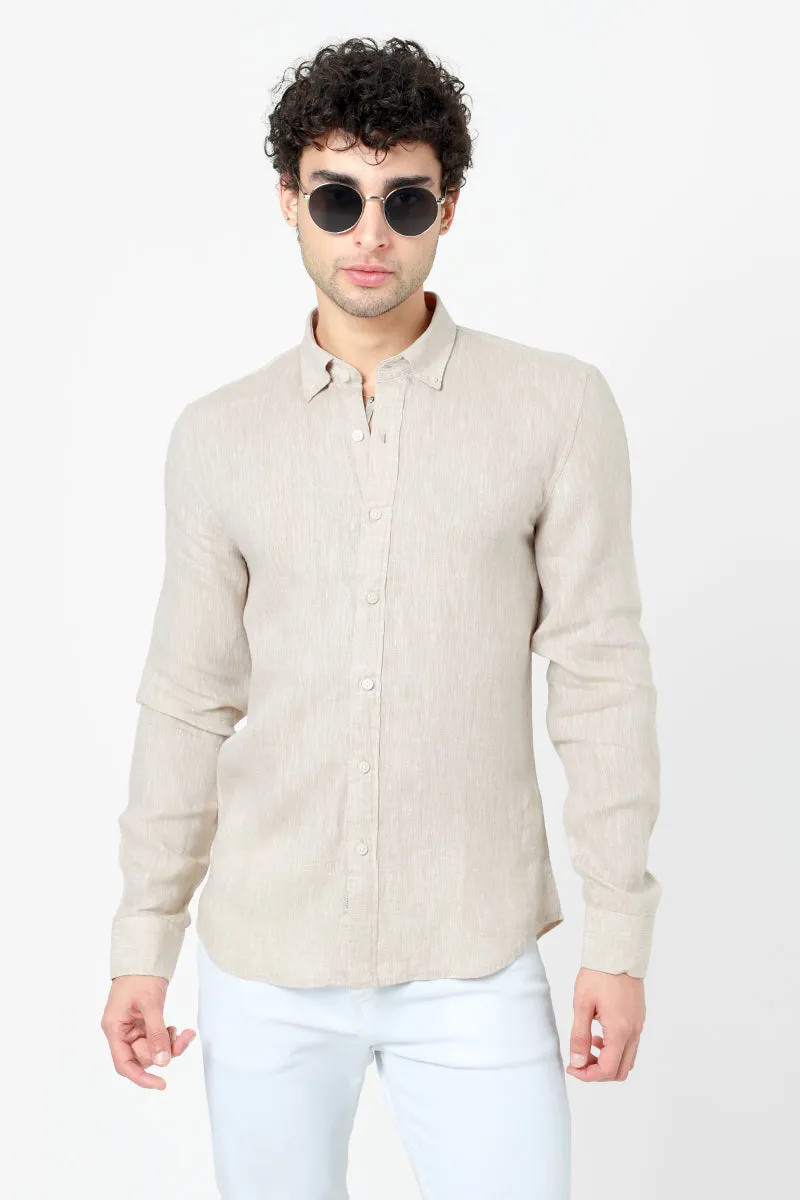 Slender Beige Linen Shirt