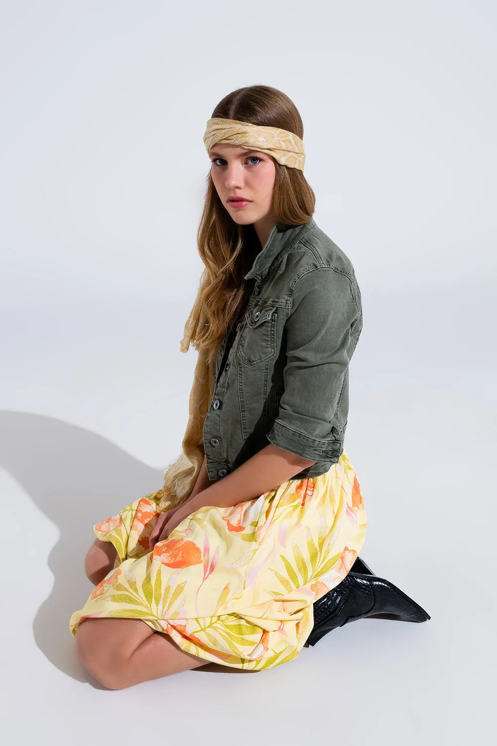 Slim denim trucker jacket in khaki