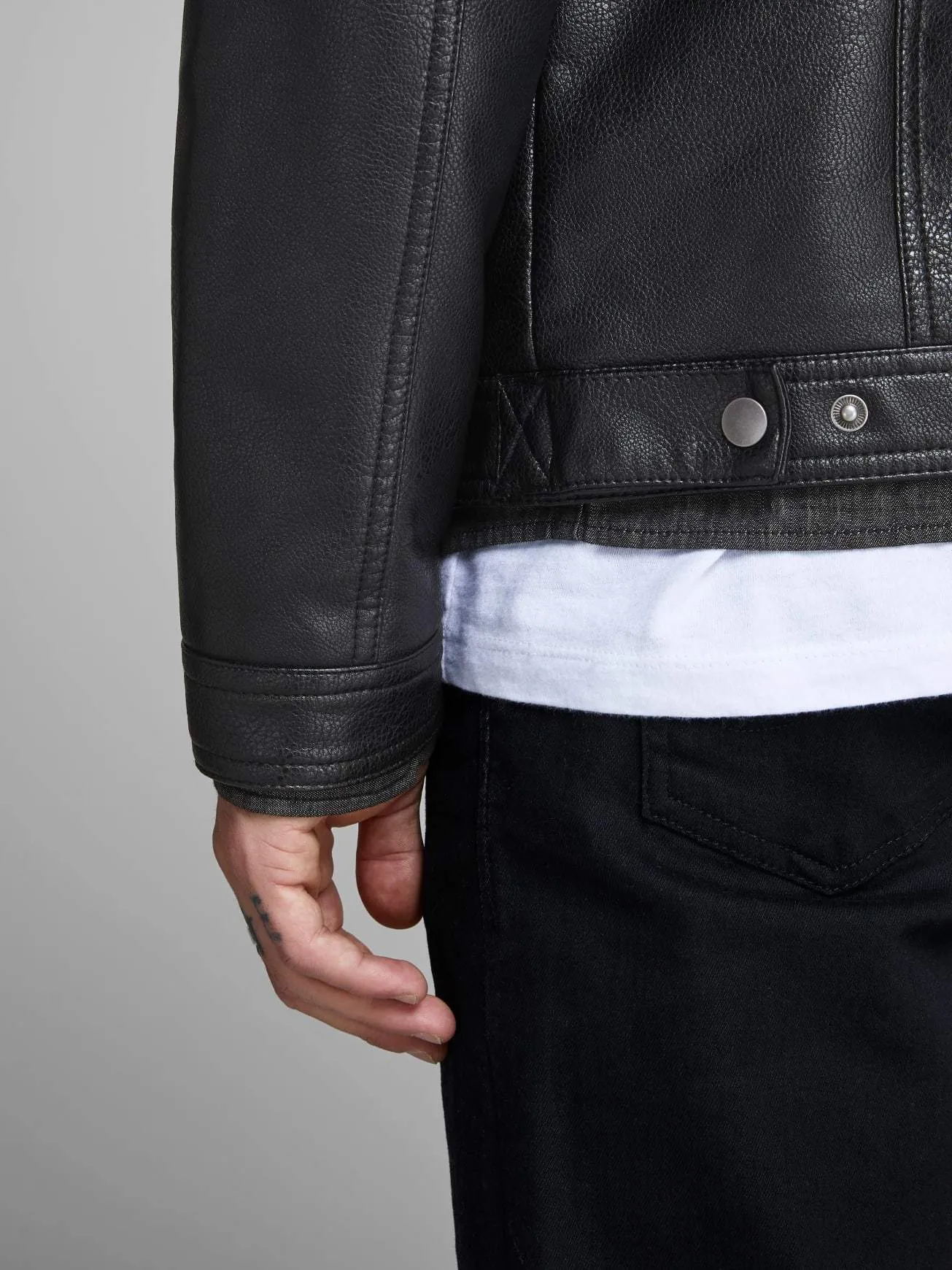 Slim Fit Bomber Style Leather Jacket by TJS