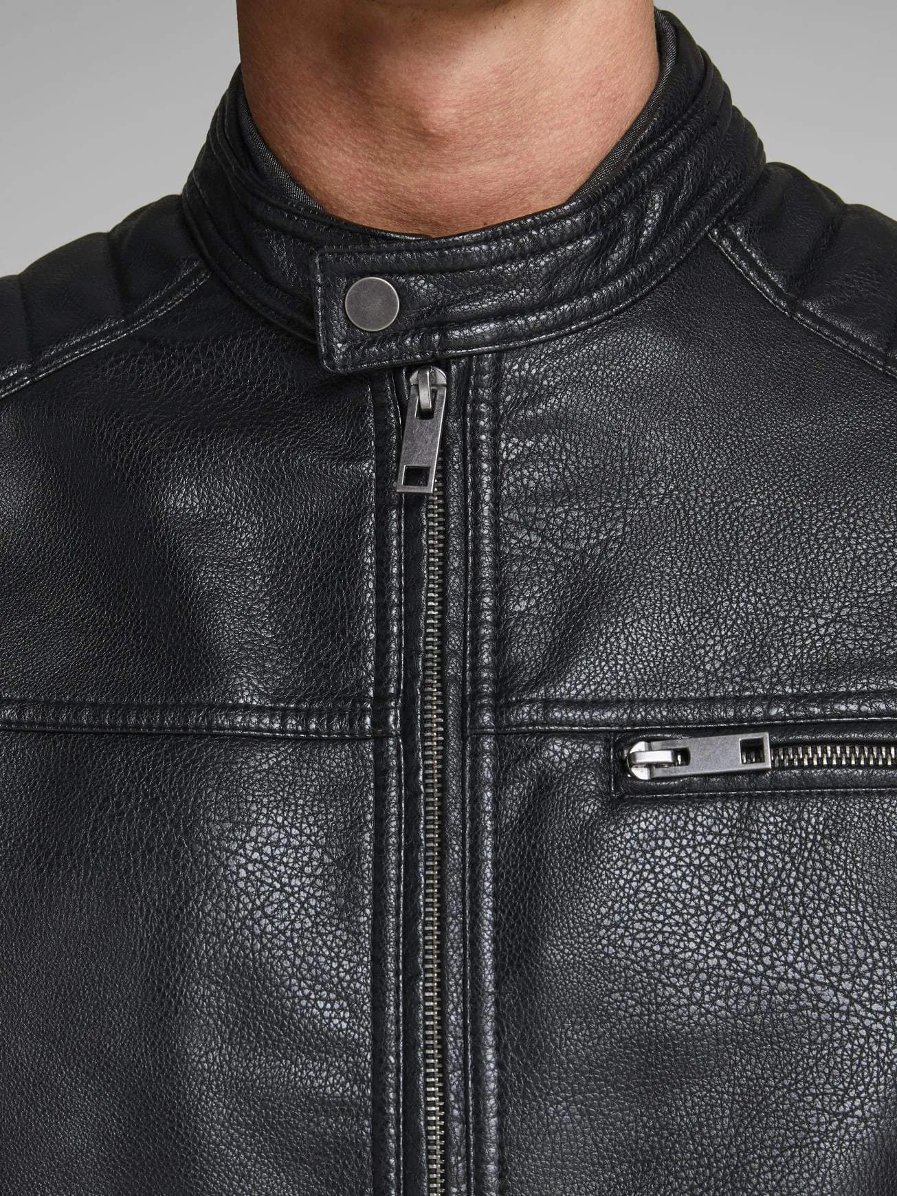 Slim Fit Bomber Style Leather Jacket by TJS