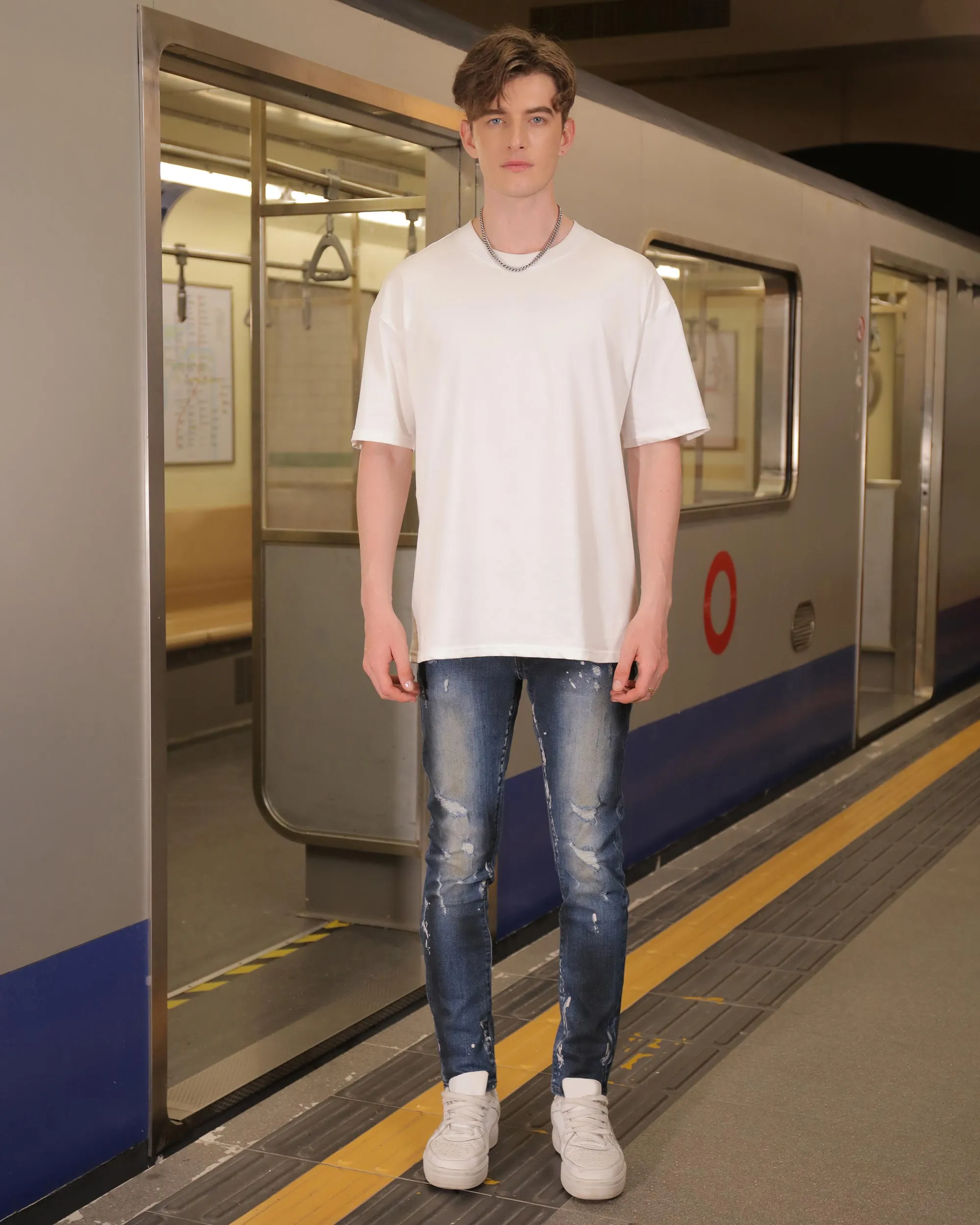 Slim Fit Jeans in Unique Blue Wash-Mexico Local Delivery