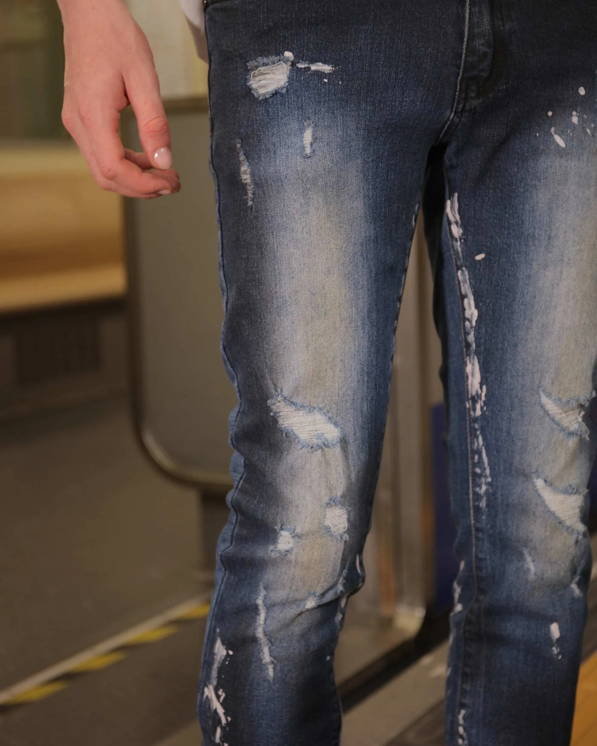 Slim Fit Jeans in Unique Blue Wash-Mexico Local Delivery