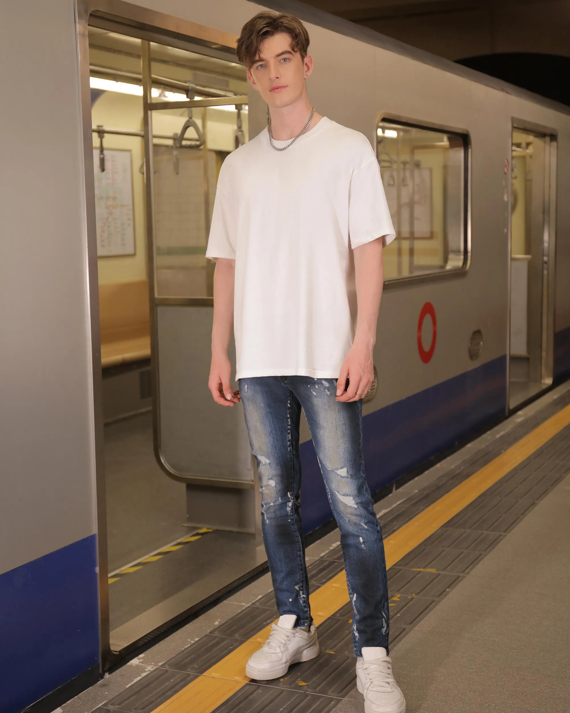 Slim Fit Jeans in Unique Blue Wash-Mexico Local Delivery