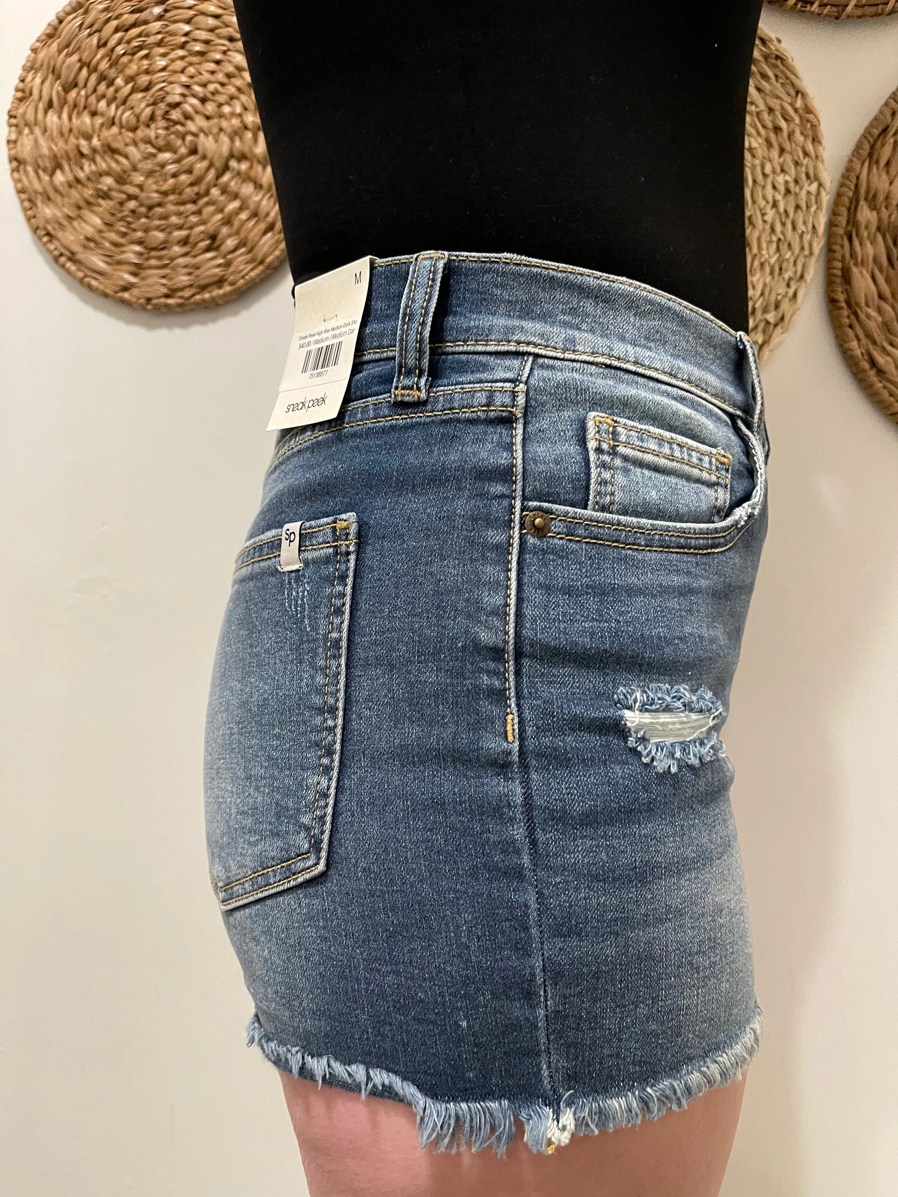 Sneak Peek High Rise Medium Dark Shorts