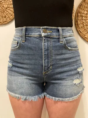 Sneak Peek High Rise Medium Dark Shorts