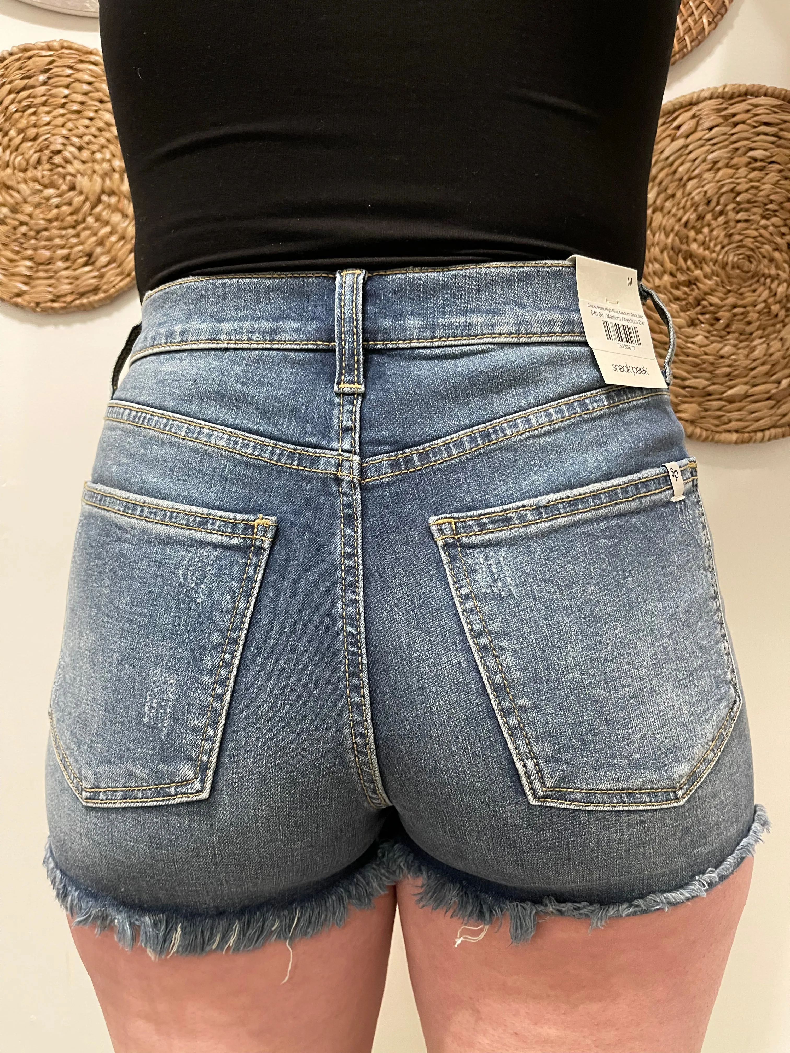 Sneak Peek High Rise Medium Dark Shorts