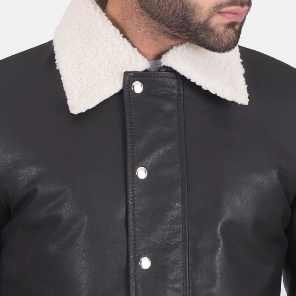 Snow Cole Black Leather Jacket Up to 5XL