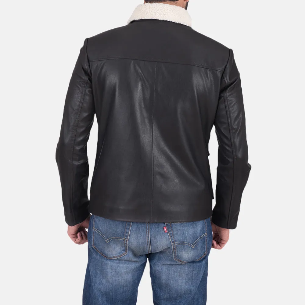 Snow Cole Black Leather Jacket Up to 5XL