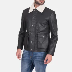 Snow Cole Black Leather Jacket Up to 5XL