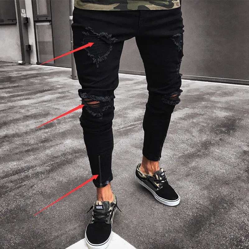 SOL Fashion Men's Ripped Skinny Jeans