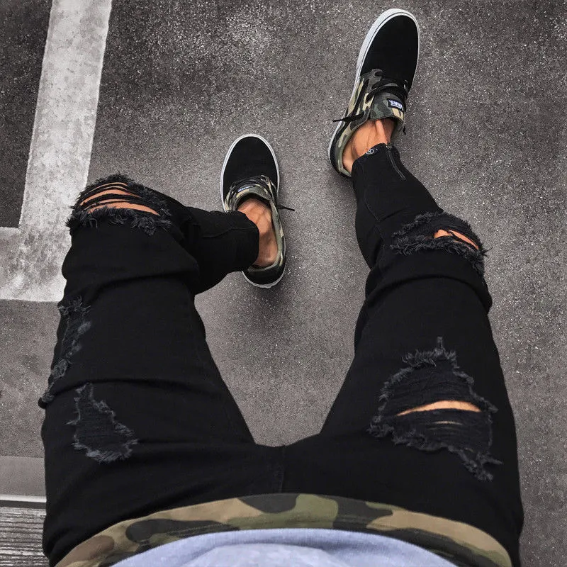 SOL Fashion Men's Ripped Skinny Jeans