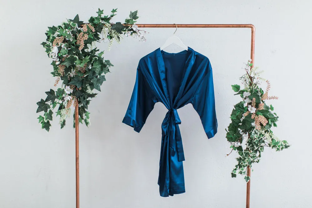 Solid Navy Satin Bridesmaid Robe