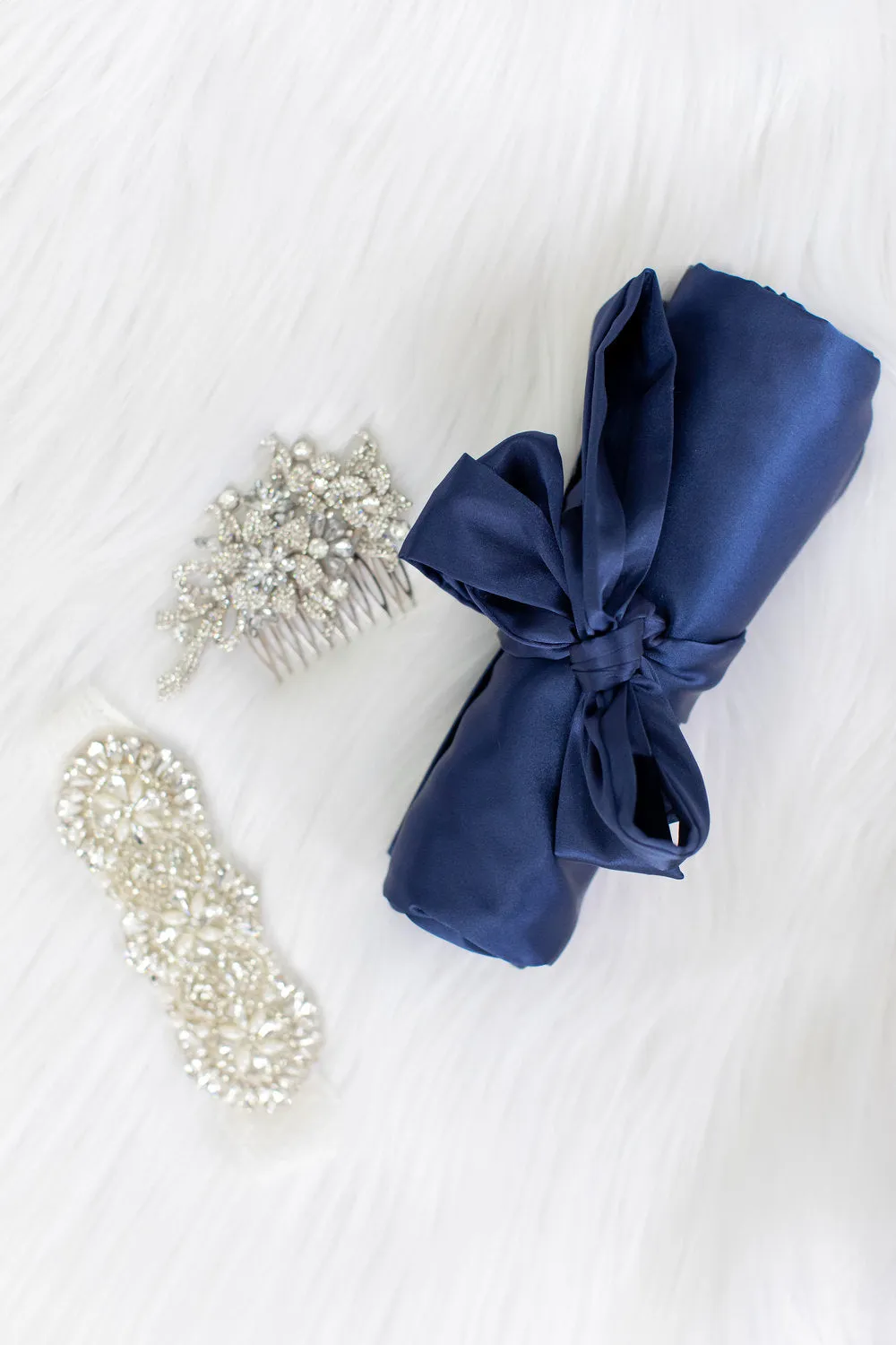 Solid Navy Satin Bridesmaid Robe