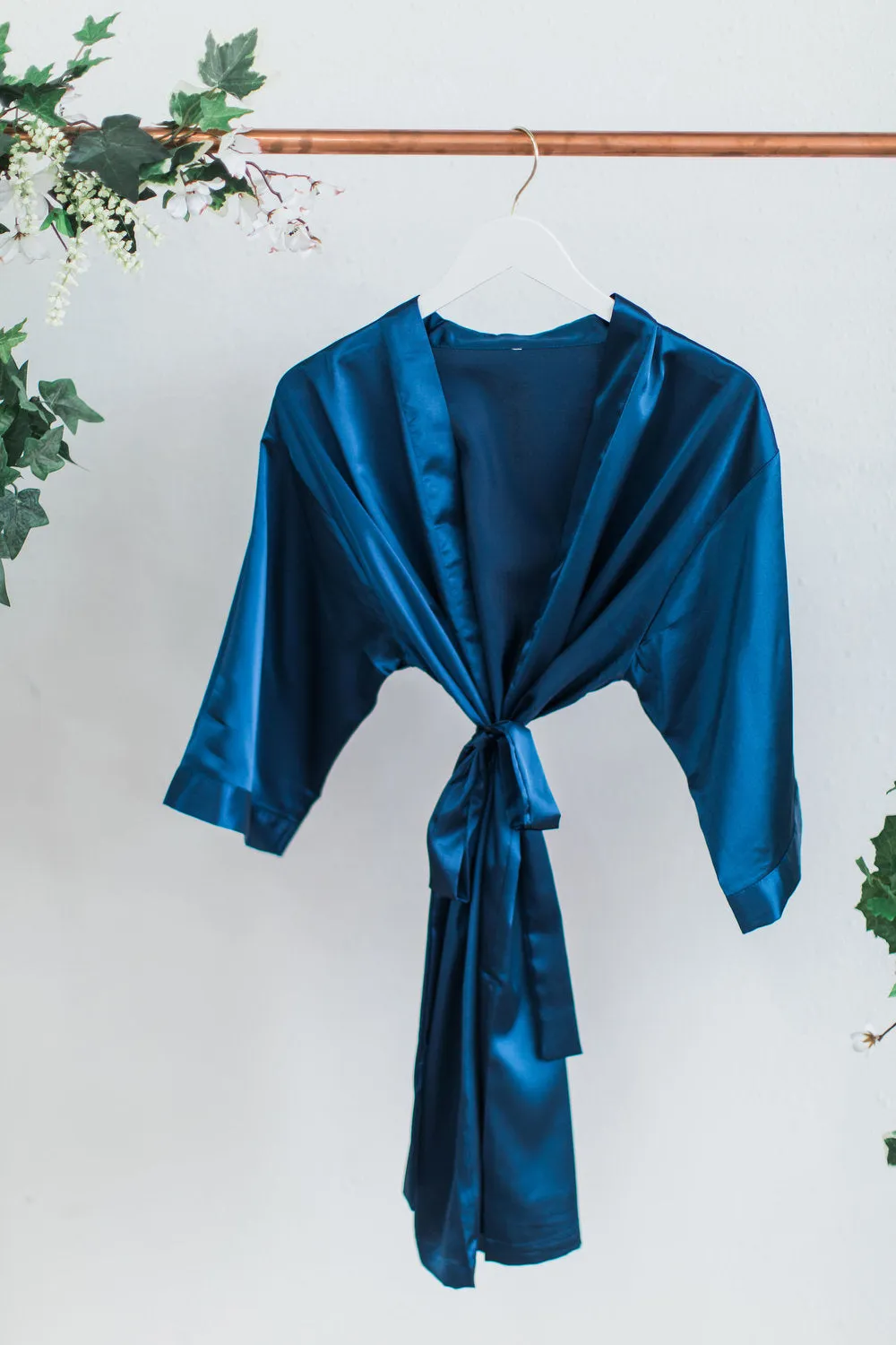 Solid Navy Satin Bridesmaid Robe