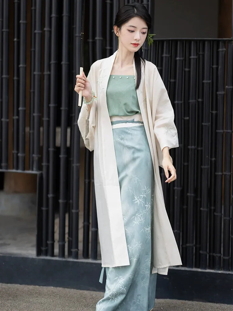 Song Dynasty Heavenly Silk Long Shirt, Cotton Hanging Strap Spinning Skirt