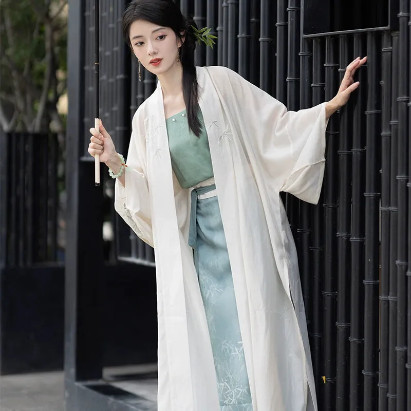 Song Dynasty Heavenly Silk Long Shirt, Cotton Hanging Strap Spinning Skirt