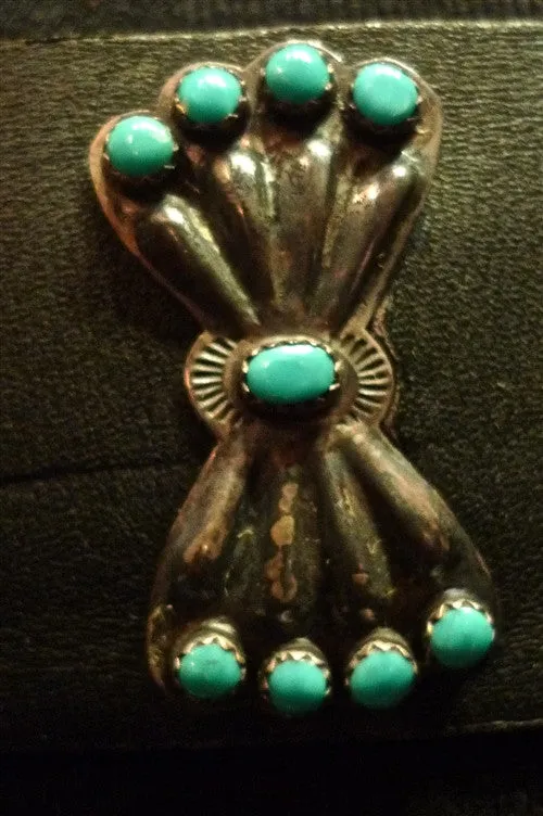 Southwestern Old Pawn Sterling Silver and Turquoise Concho Belt
