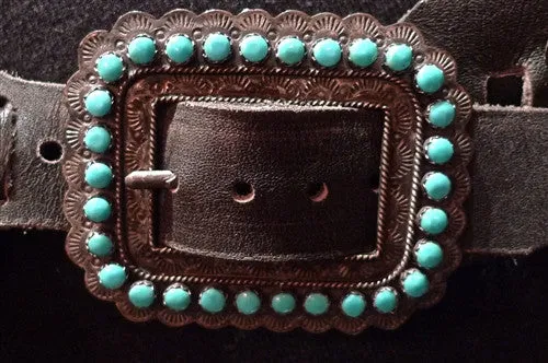 Southwestern Old Pawn Sterling Silver and Turquoise Concho Belt