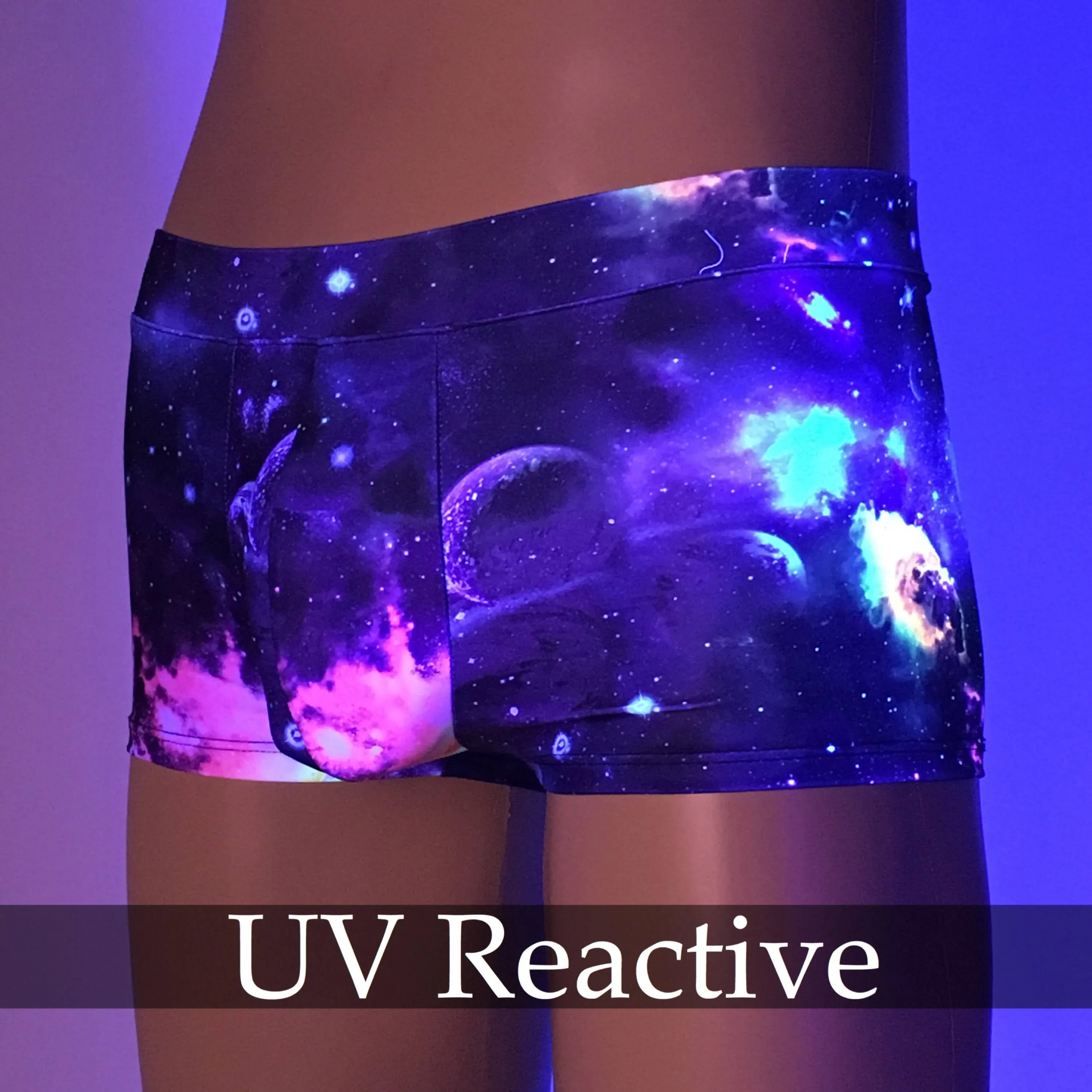 Space UV Intergalactic Brief Swim Trunks With Front Pouch - Made in USA - Festival Clothing