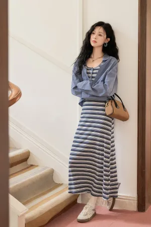 Spaghetti Strap Dress and Coat Set