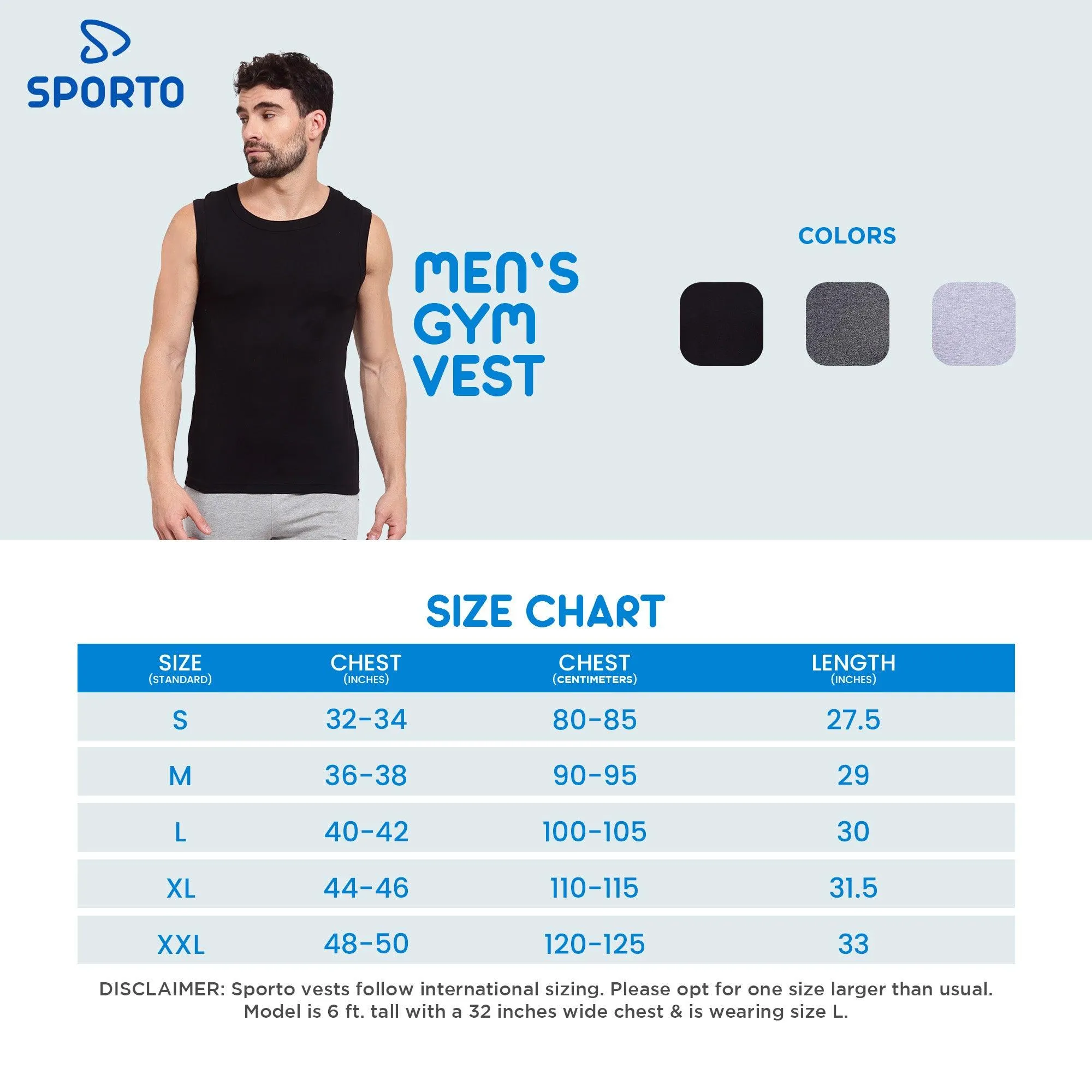 Sporto Men's Sleeveless Gym wear - Charcoal