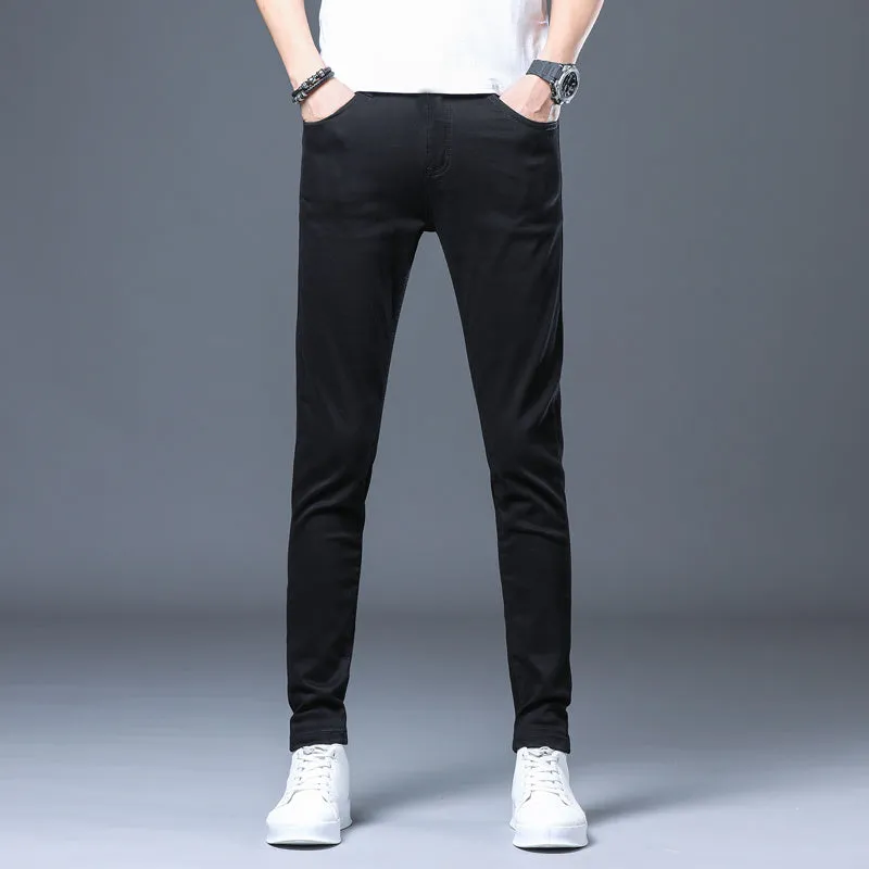Spring And Summer Thin White Jeans Men Men'S Holes Casual Stretch Slim Fit Pants Men