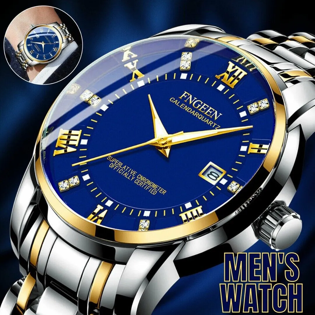 Stainless Steel Watch for Men - Quartz Luminous Classic Watch for Fathers and the Elderly