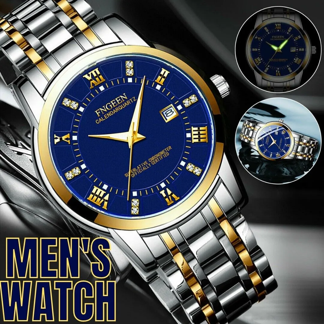 Stainless Steel Watch for Men - Quartz Luminous Classic Watch for Fathers and the Elderly