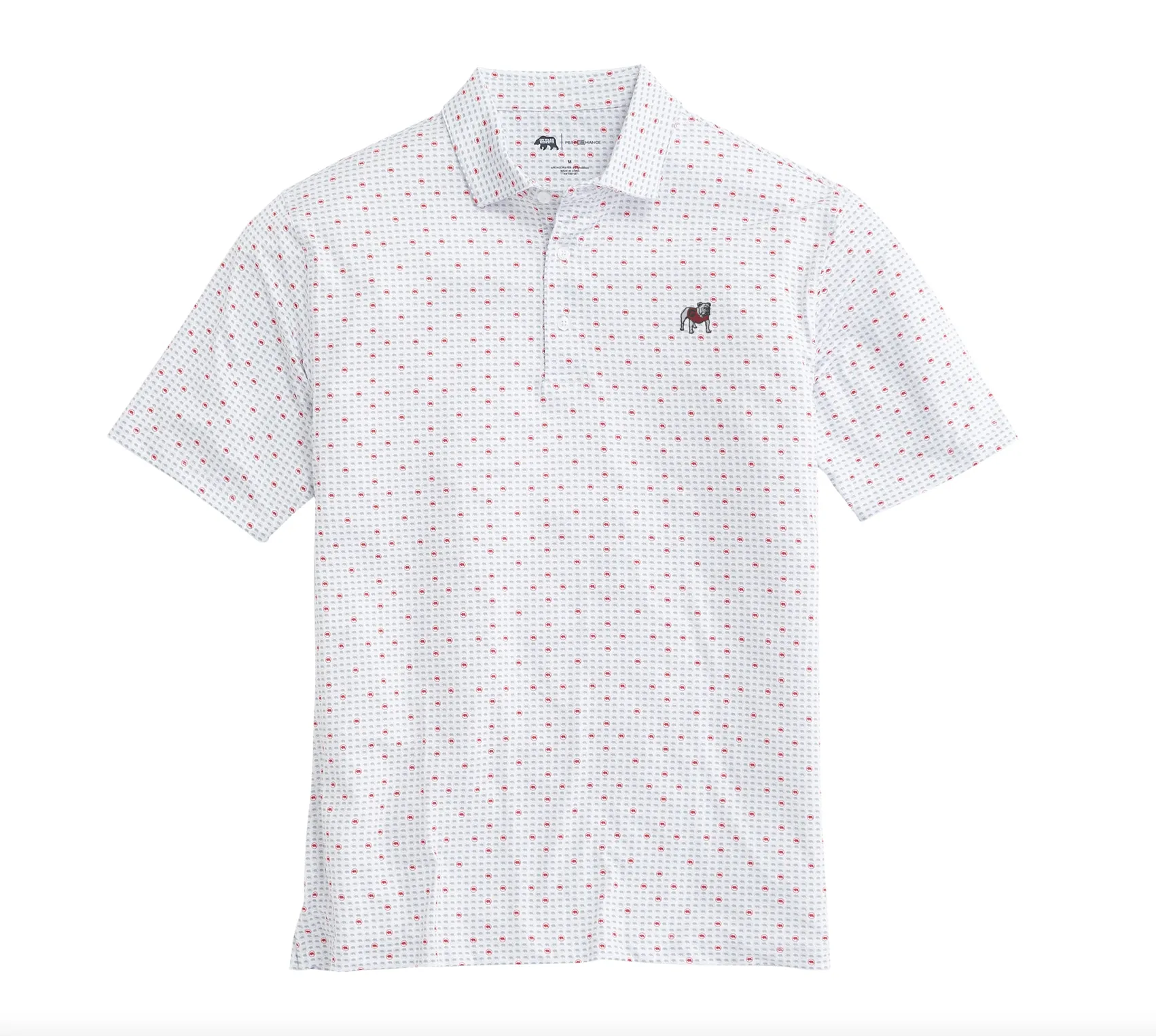 Standing Bulldog Tour Logo Printed Performance Polo
