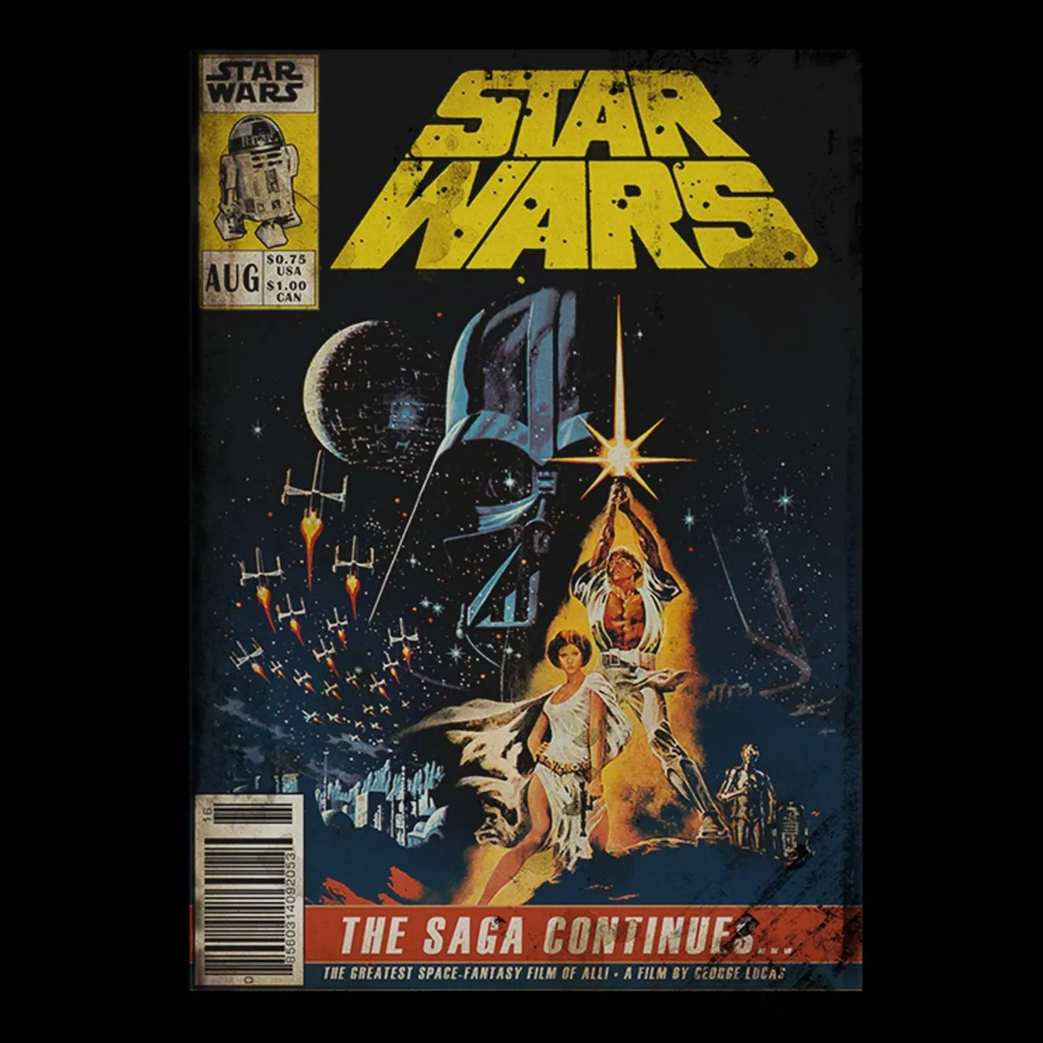 Star Wars The Saga Continues Comic Book Cover Officially Licensed Adult T Shirt