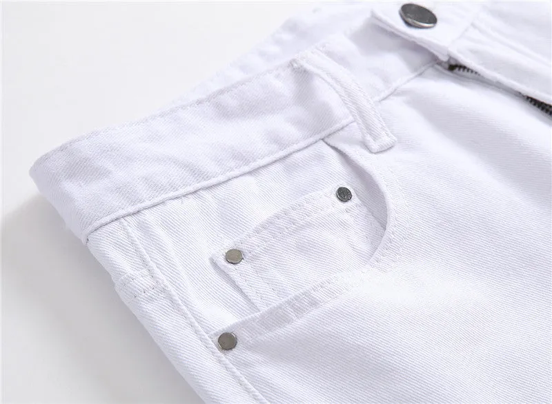 Straight Pants Mid Waisted Jeans Streetwear Men's Ripped Jeans