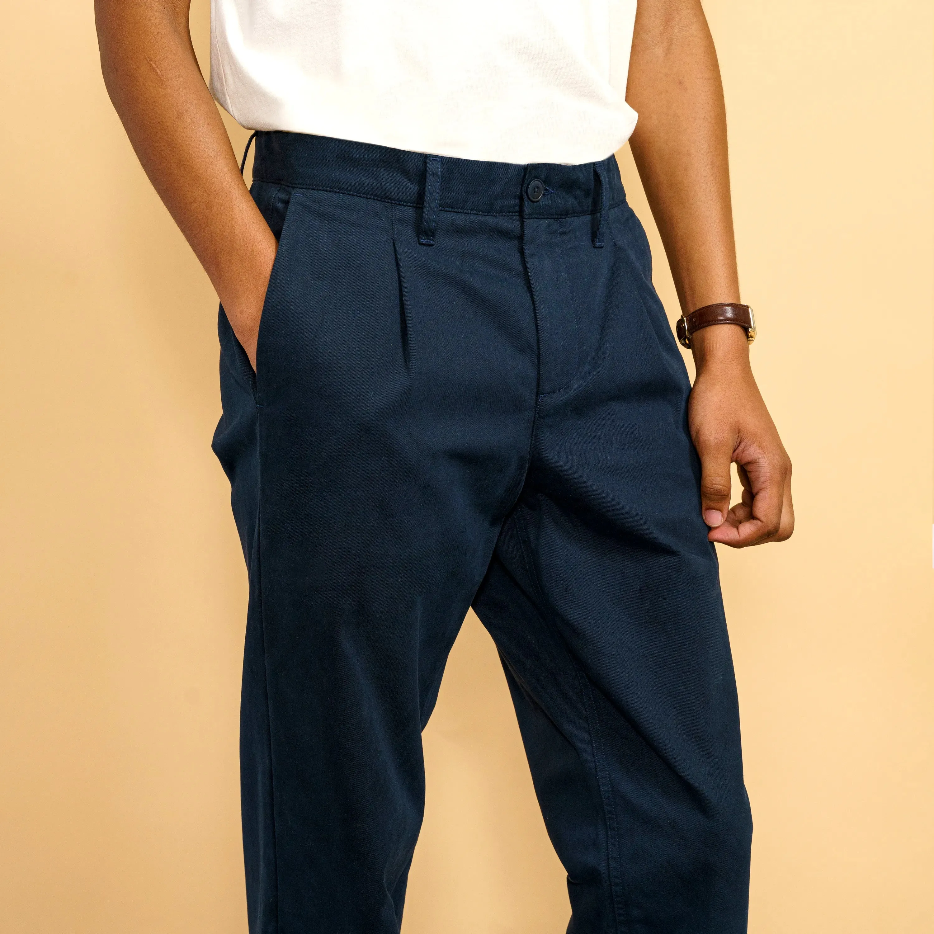 STRAIGHT PLEATED CHINOS