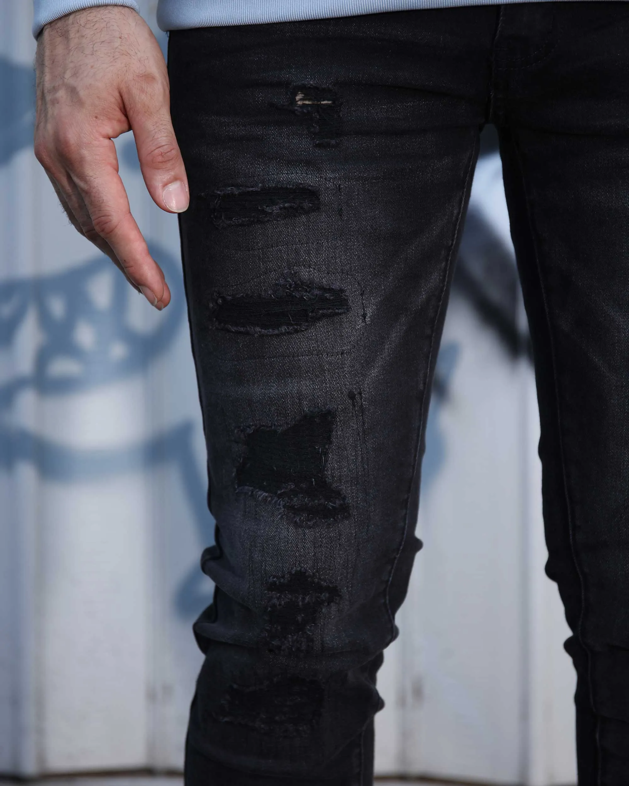 Street Gothic Black Ripped Jeans-Mexico Local Delivery